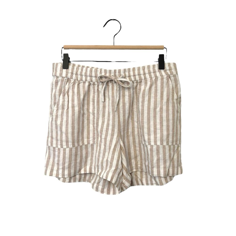 NWT J.Crew Striped Linen-Blend Drawstring Short Vintage Sandstone White Size S - Picture 3 of 8